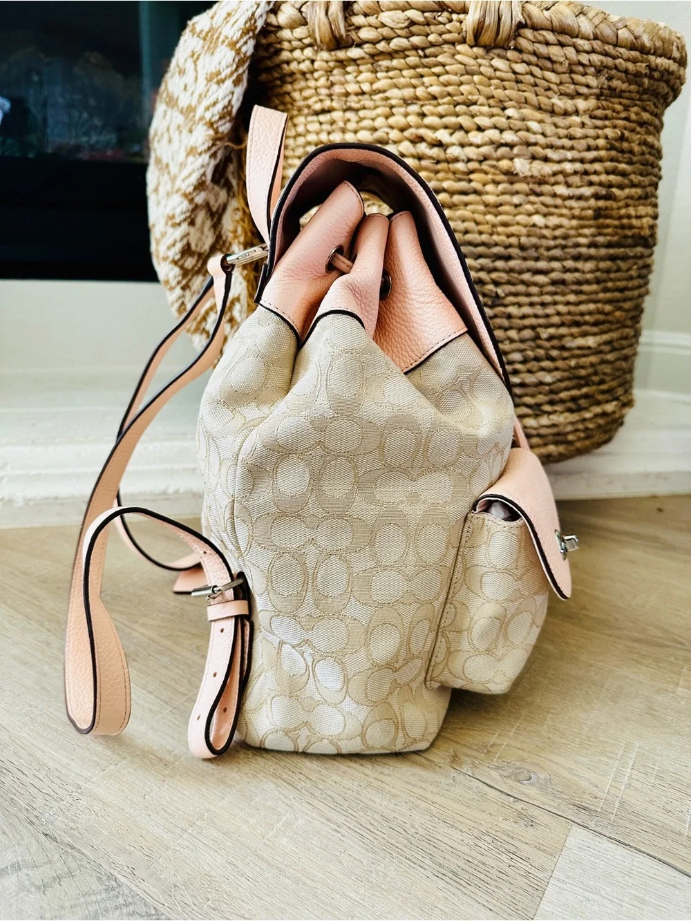 Coach Billie Pink/Blossom Leather & Signature Canvas Backpack